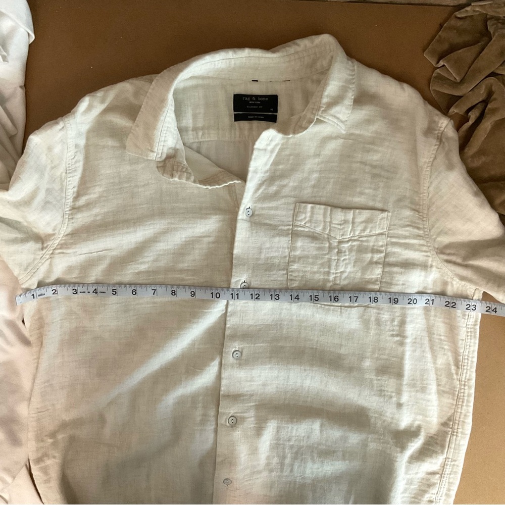 Men’s Rag & Bone Classic Fit Cotton Button Up Shirt Ivory XL - Picture 4 of 8